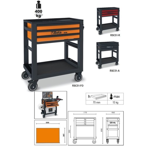 Carrello servizio con 3 - carrello,